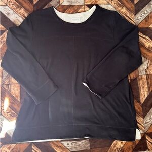 Liz Claiborne Black Crewneck Sweater with White Trim Accent